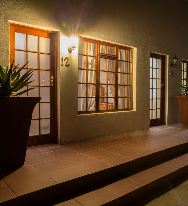 Accommodation units at night